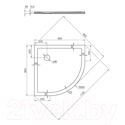 Душевой поддон Акватон Калифорния 80x80 (1A740036CA010)