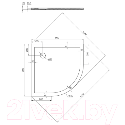 Душевой поддон Акватон Калифорния 90x90 (1A737836CA010)