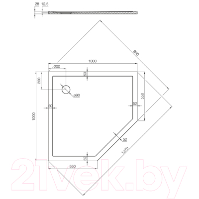 Душевой поддон Акватон Калифорния 100x100 (1A739836CA010)