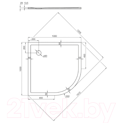 Душевой поддон Акватон Калифорния 100x100 (1A740136CA010)