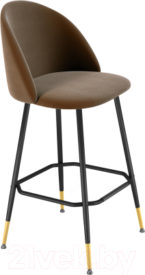 Стул барный Sheffilton SHT-ST35/S148 (кофейный ликер/черный муар/золото микровелюр/металл) - фото
