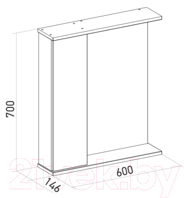 Шкаф с зеркалом для ванной Mixline Лайн 60 553010