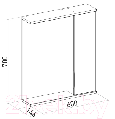 Шкаф с зеркалом для ванной Mixline Лайн 60 553011
