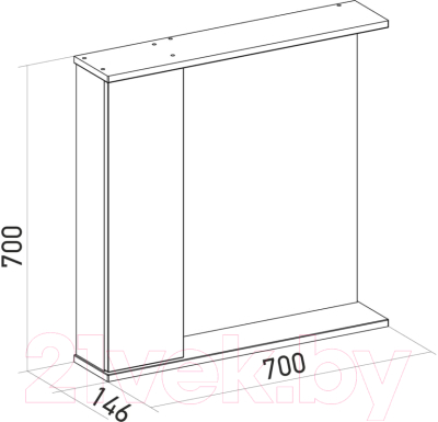 Шкаф с зеркалом для ванной Mixline Лайн 70 553015