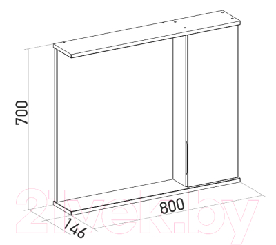Шкаф для ванной Mixline Лайн 80 553018 (правый, с подсветкой)