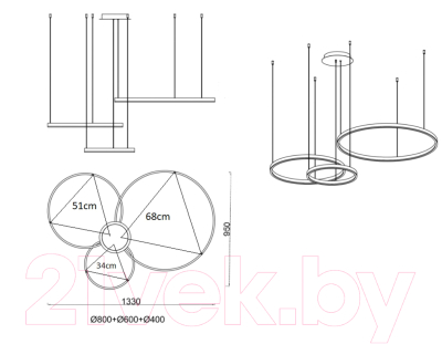 Потолочный светильник Kinklight Лаура 08246.36PA(4000K) (латунь)