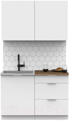 Кухонный гарнитур Интермебель Микс Топ-1 1.2м (белый премиум/дуб флагстаф темный) - фото