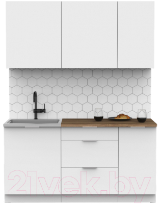 Кухонный гарнитур Интермебель Микс Топ-2 1.6м (белый премиум/дуб флагстаф темный) - фото