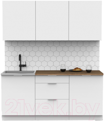 Кухонный гарнитур Интермебель Микс Топ-4 1.8м (белый премиум/дуб флагстаф темный) - фото