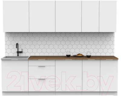 Кухонный гарнитур Интермебель Микс Топ-9 2.6м (белый премиум/дуб флагстаф темный) - фото