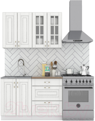 Кухонный гарнитур Интермебель Бостон-1 1.2м (акация белая/дуб флагстаф темный) - фото