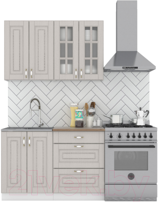 Кухонный гарнитур Интермебель Бостон-1 1.2м (ясень капучино софт/дуб флагстаф темный) - фото