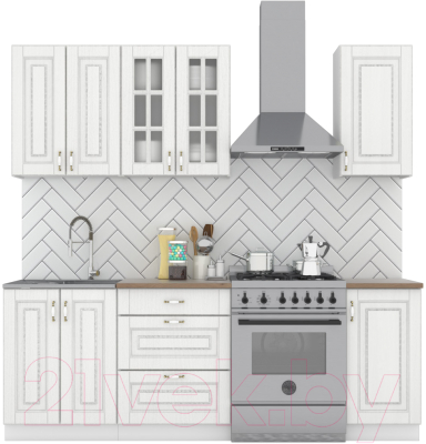 Кухонный гарнитур Интермебель Бостон-2 1.6м (акация белая/дуб флагстаф темный) - фото