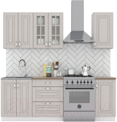 Кухонный гарнитур Интермебель Бостон-2 1.6м (ясень капучино софт/дуб флагстаф темный) - фото