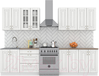 Кухонный гарнитур Интермебель Бостон-8 2.4м (акация белая/дуб флагстаф темный) - фото