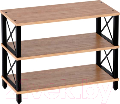 Стеллаж Мебельград Бонн (дуб светлый натуральный/черный) - фото