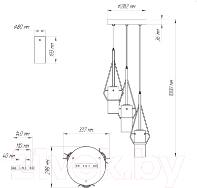 Потолочный светильник Элетех Вираж 232 НСБ 01-3x60-176 Е27 / 1005405277