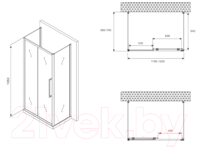 Душевой уголок Abber Schwarzer Diamant AG30120MH-S70M-S70M
