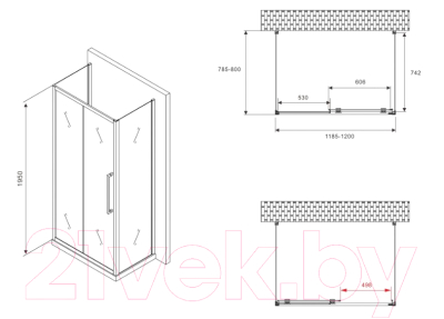 Душевой уголок Abber Schwarzer Diamant AG30120MH-S80M-S80M