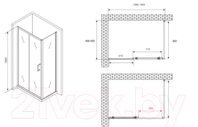 Душевой уголок Abber Schwarzer Diamant AG301405-S505