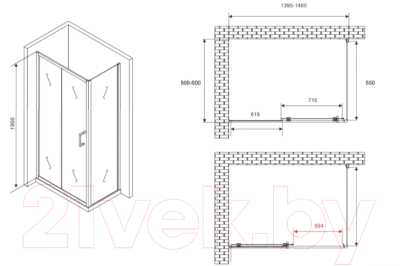 Душевой уголок Abber Schwarzer Diamant AG301405-S605