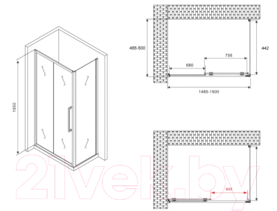 Душевой уголок Abber Schwarzer Diamant AG30150MH-S50M