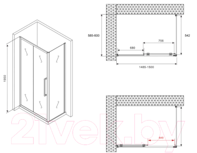 Душевой уголок Abber Schwarzer Diamant AG30150MH-S60M