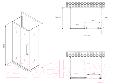 Душевой уголок Abber Schwarzer Diamant AG30150MH-S70M-S70M