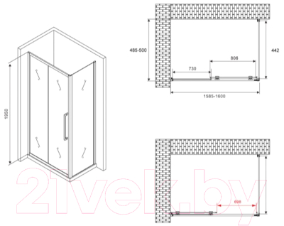 Душевой уголок Abber Schwarzer Diamant AG30160BH-S50B