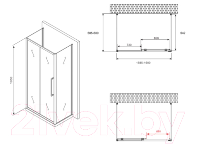 Душевой уголок Abber Schwarzer Diamant AG30160BH-S60B-S60B