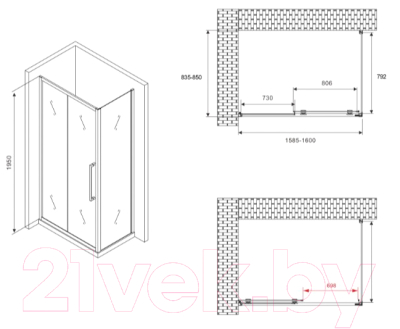 Душевой уголок Abber Schwarzer Diamant AG30160BH-S85B