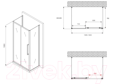 Душевой уголок Abber Schwarzer Diamant AG30160BH-S85B-S85B