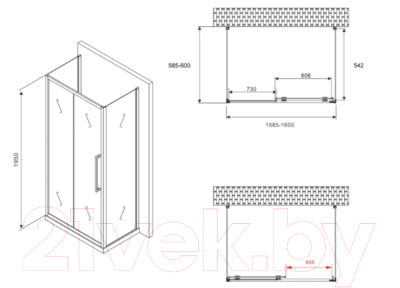 Душевой уголок Abber Schwarzer Diamant AG30160MH-S60M-S60M