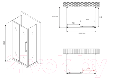 Душевой уголок Abber Schwarzer Diamant AG30160MH-S70M-S70M