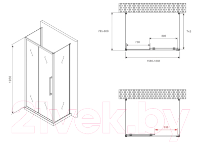 Душевой уголок Abber Schwarzer Diamant AG30160MH-S80M-S80M