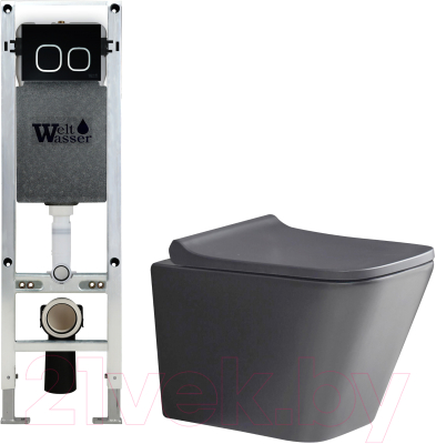 Унитаз подвесной с инсталляцией WeltWasser Amberg 350 ST + Gelbach 041 MT-GR + Amberg RD-BL - фото