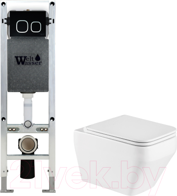 Унитаз подвесной с инсталляцией WeltWasser Amberg 350 ST+ Hofbach 041 GL-WT+ Amberg RD-BL - фото
