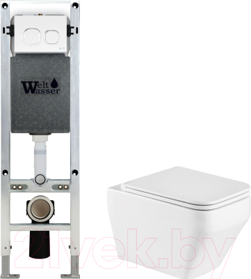 Унитаз подвесной с инсталляцией WeltWasser Amberg 350 ST+ Hofbach 041 GL-WT+ Amberg RD-WT - фото