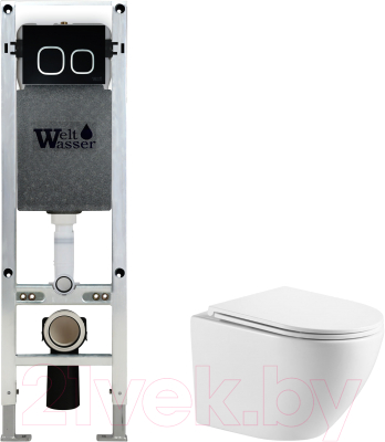 Унитаз подвесной с инсталляцией WeltWasser Amberg 350 ST + Merzbach 043 GL-WT + Amberg RD-BL - фото