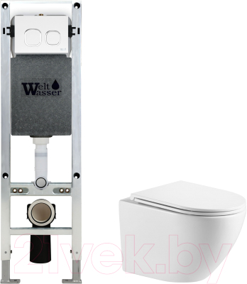 Унитаз подвесной с инсталляцией WeltWasser Amberg 350 ST + Merzbach 043 GL-WT + Amberg RD-WT - фото