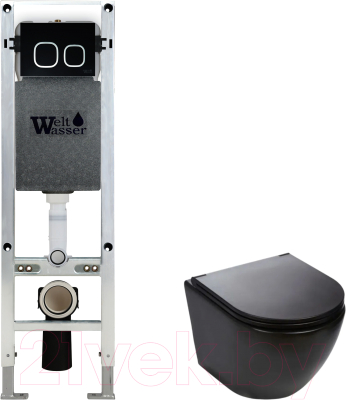 Унитаз подвесной с инсталляцией WeltWasser Amberg 350 ST + Merzbach 043 MT-BL + Amberg RD-BL - фото
