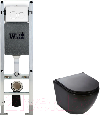 Унитаз подвесной с инсталляцией WeltWasser Amberg 350 ST + Merzbach 043 MT-BL + Amberg RD-WT - фото