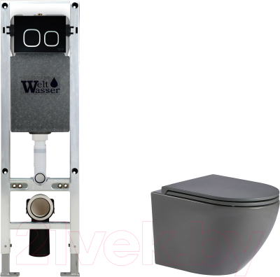 Унитаз подвесной с инсталляцией WeltWasser Amberg 350 ST + Merzbach 043 MT-GR + Amberg RD-BL - фото