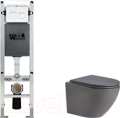 Унитаз подвесной с инсталляцией WeltWasser Amberg 350 ST + Merzbach 043 MT-GR + Amberg RD-WT - фото