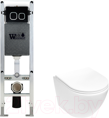 Унитаз подвесной с инсталляцией WeltWasser Amberg 350 ST + Merzbach 043 MT-WT + Amberg RD-BL - фото