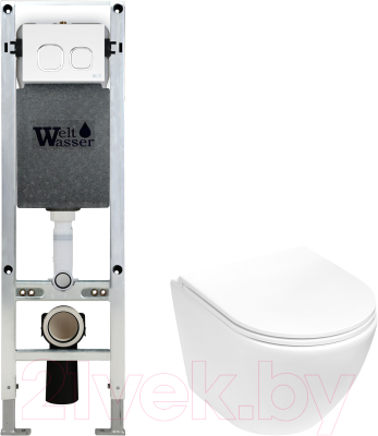 Унитаз подвесной с инсталляцией WeltWasser Amberg 350 ST + Merzbach 043 MT-WT + Amberg RD-WT - фото