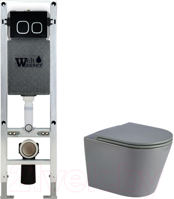 Унитаз подвесной с инсталляцией WeltWasser Amberg 350 ST + Salzbach 041 MT-GR + Amberg RD-BL - фото