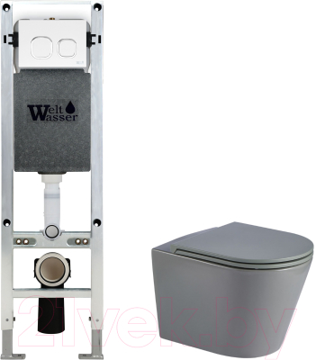 Унитаз подвесной с инсталляцией WeltWasser Amberg 350 ST + Salzbach 041 MT-GR + Amberg RD-WT - фото