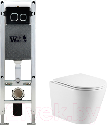 Унитаз подвесной с инсталляцией WeltWasser Amberg 350 ST + Salzbach 043 GL-WT + Amberg RD-BL - фото