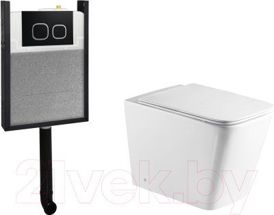 Унитаз приставной с инсталляцией WeltWasser Amberg 404 + Gelbach 002 GL-WT + Amberg RD-BL - фото